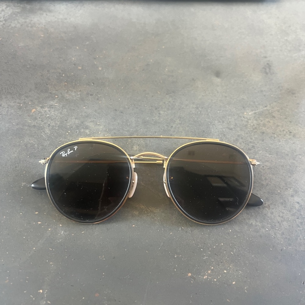 Ray-Ban Gold Frame Sunglasses with Dark Lenses